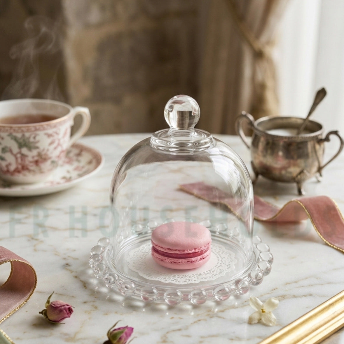Mini Crystal Macaron Serving Dish – Elegant Single Dessert Display Plate