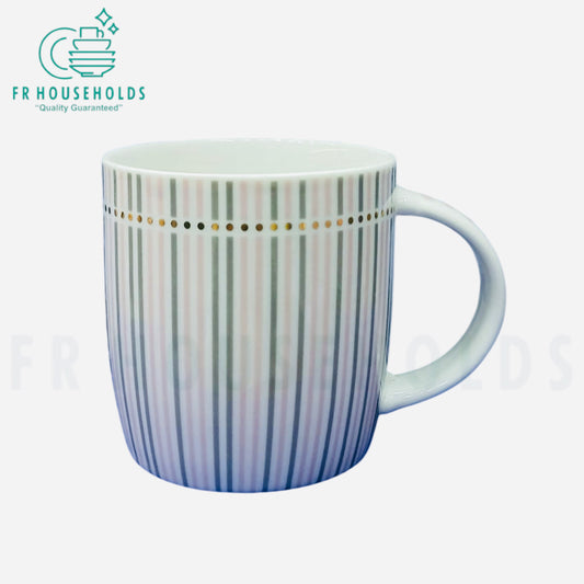 Striped & Geometric Print Premium Porcelain Mugs with Gold Rim | 350ml