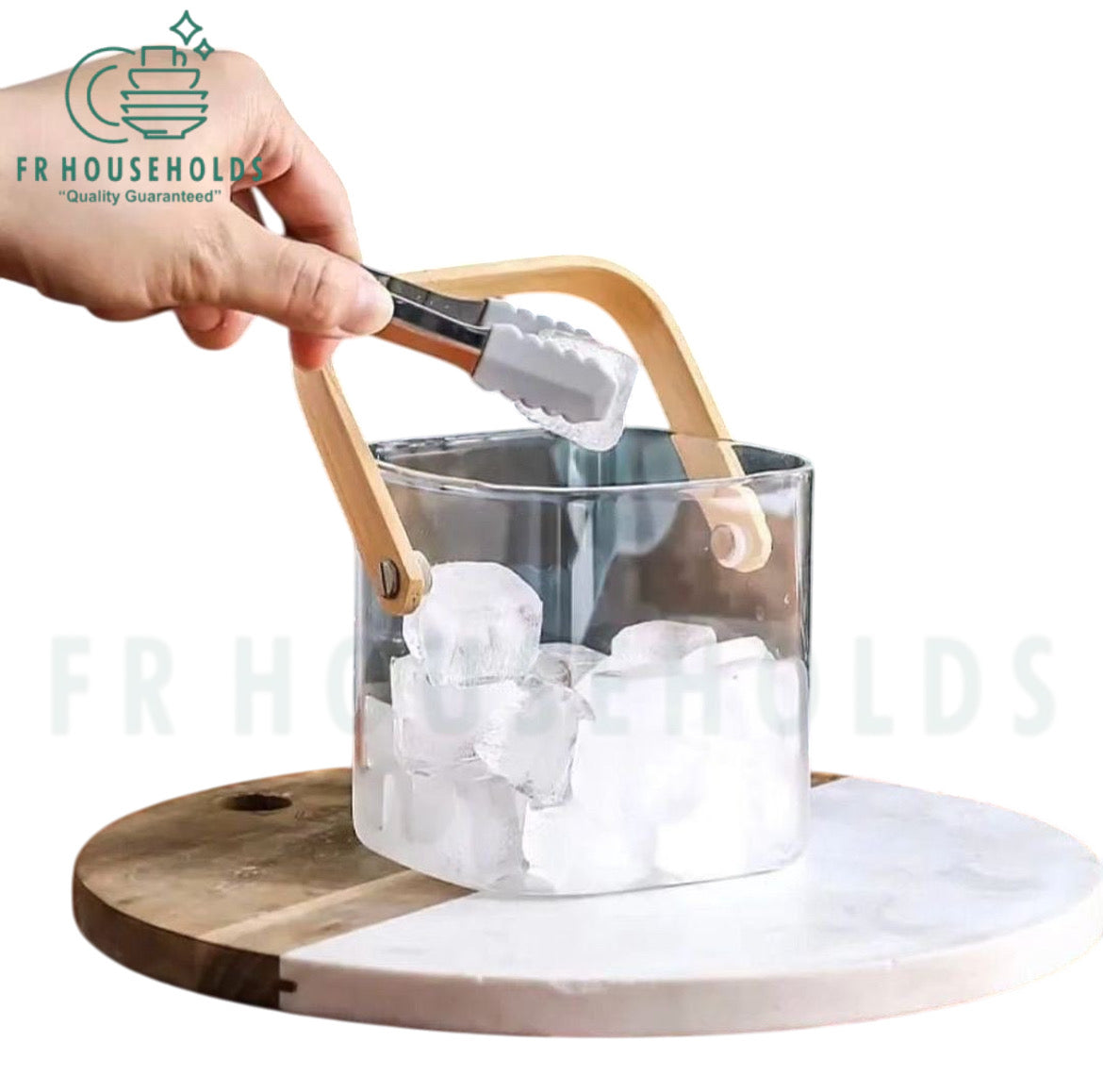 Premium Quality Multipurpose Glass Bucket with Wooden Handle | 350ml - 750ml - 1000ml | Square