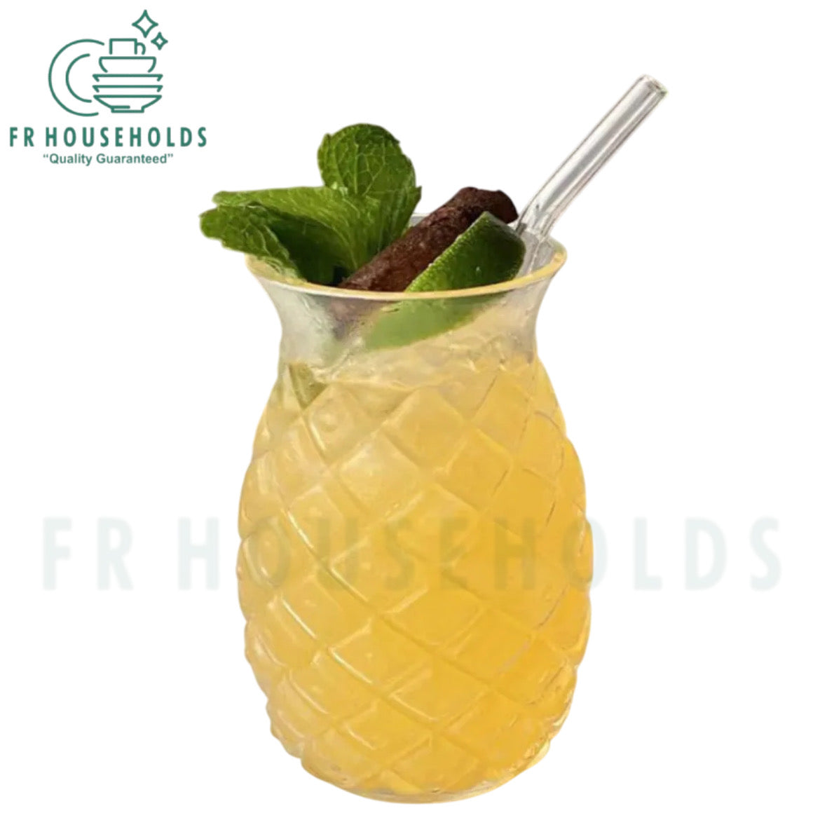 480ml Pineapple Shaped Cocktail Glass With Straw