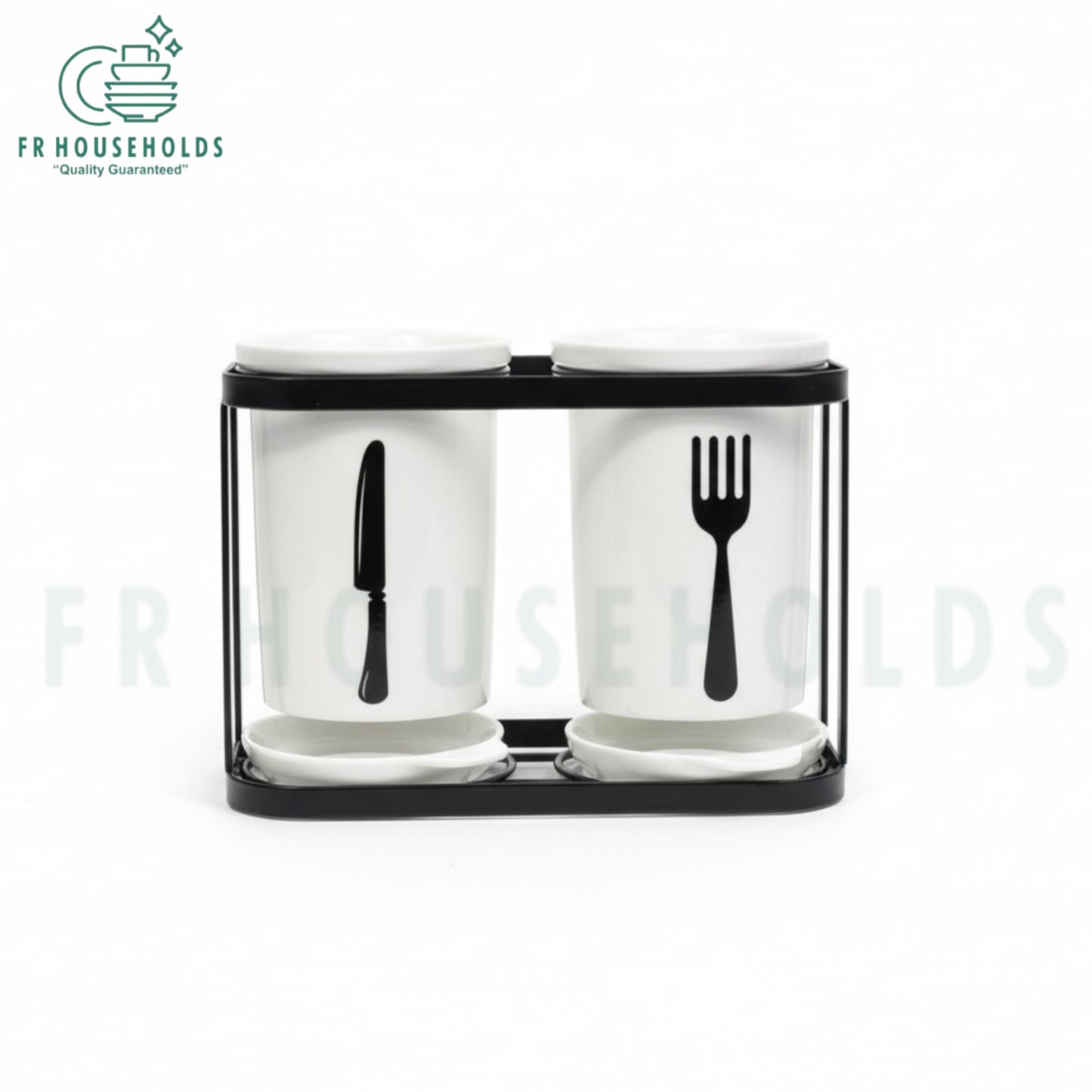 2-Piece Spoon Organizer with Metallic Rack & Water Drainage – Premium Kitchen Utensil Holder