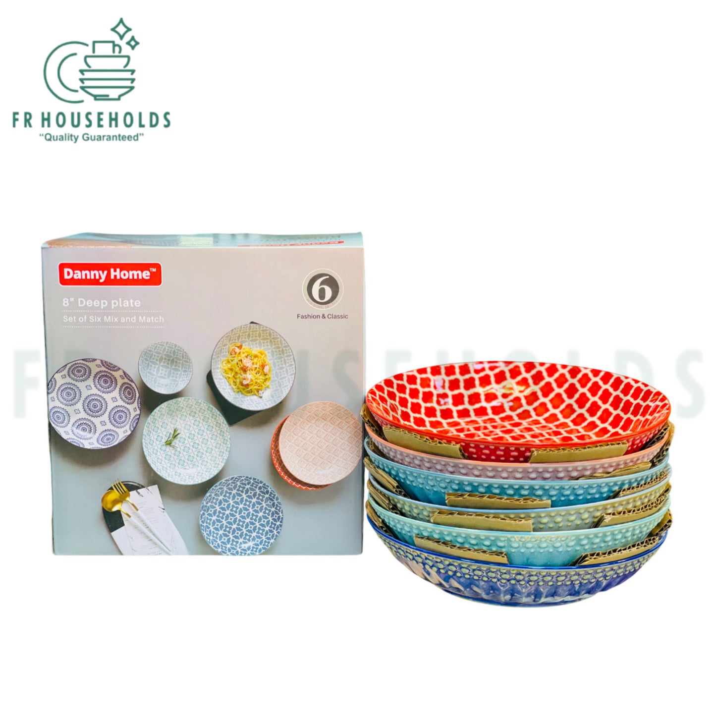 Stoneware DannyHomes Deep Plates Mix & Match - 6PC