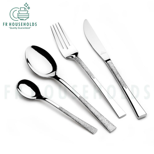 Arshia Premium Stainless Steel Cutlery Sets 26pcs Silver - With Stand
