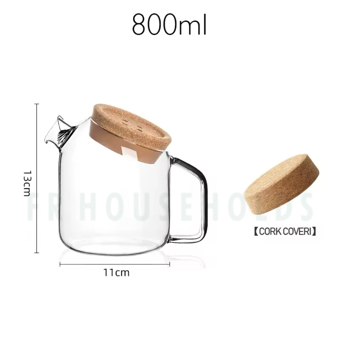 Nordic Borosilicate Glass Teapot with Wood Lid | 800ml - 1200ml - 1800ml