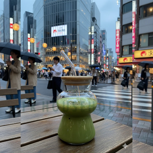 450ml Tatarstan Matcha Coffee Glass with Bamboo Lid & Straw – Premium Eco-Friendly Glass Tumbler