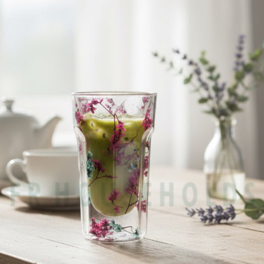 400ml | Double Wall Dried Flower Glass – Elegant & Aesthetic Drinkware