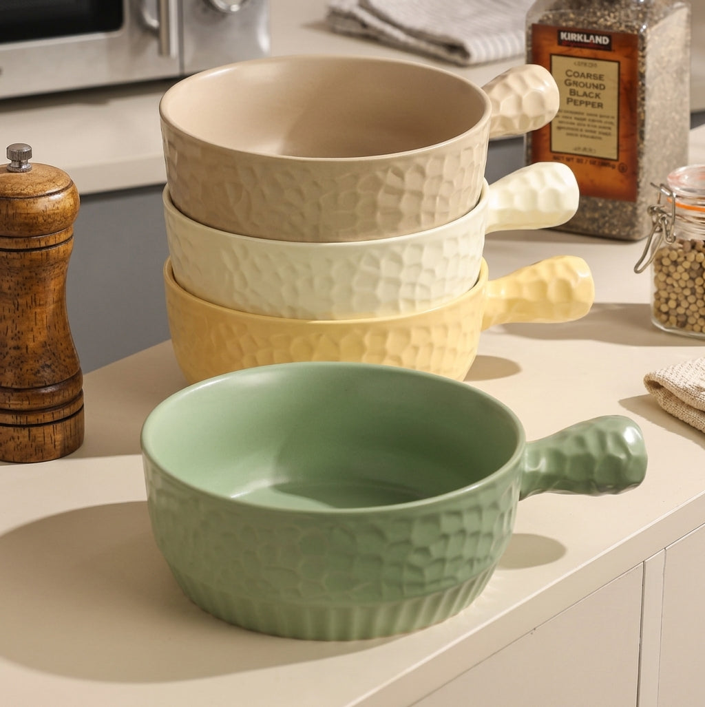 Ceramic Soup & Salad Handle Bowl with Matching Spoon