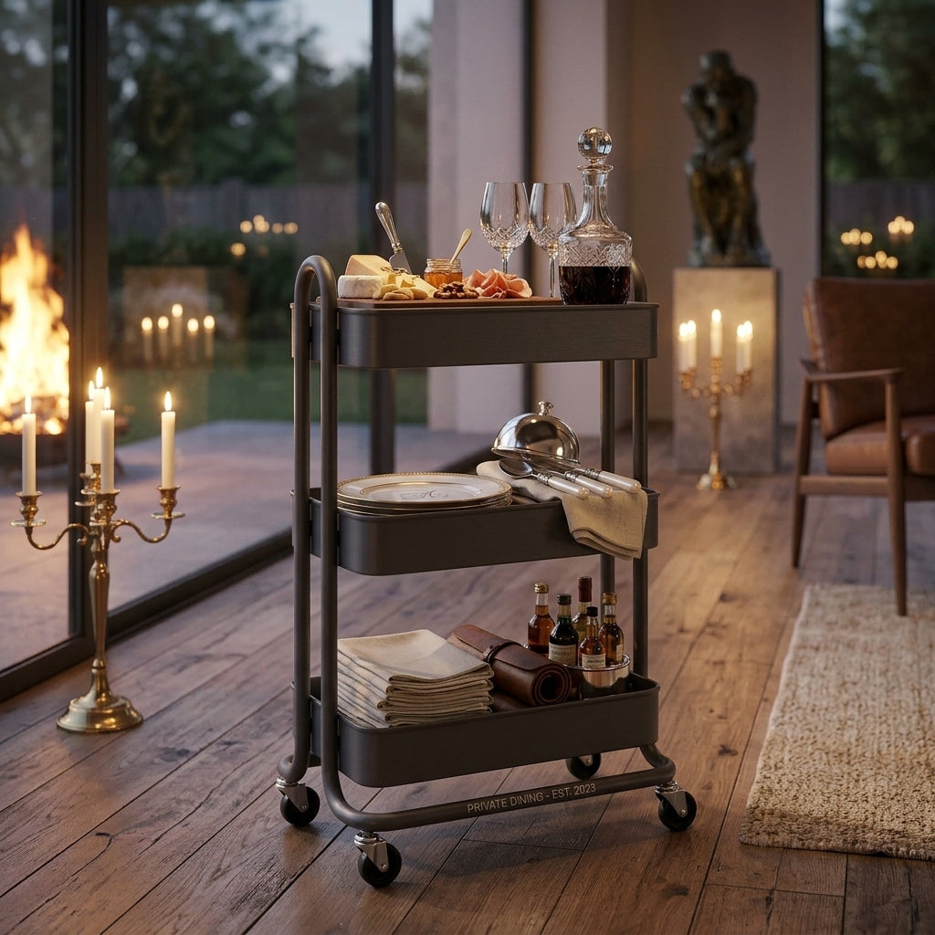 3-Tier Aluminium Rolling Utility Cart with Mesh Baskets
