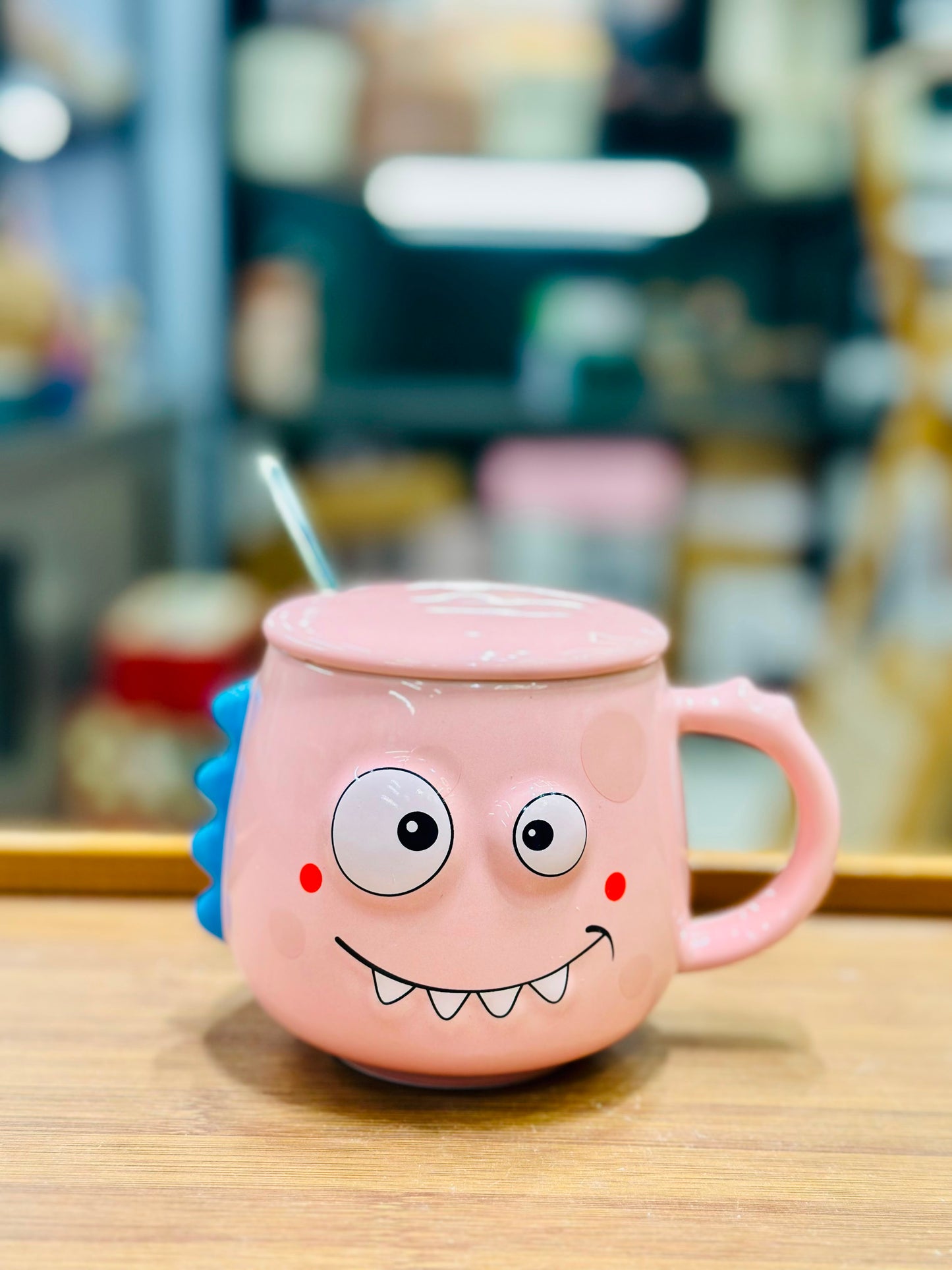 Cute Monster Ceramic Mug with Lid and Spoon Set | FR HOUSEHOLDS