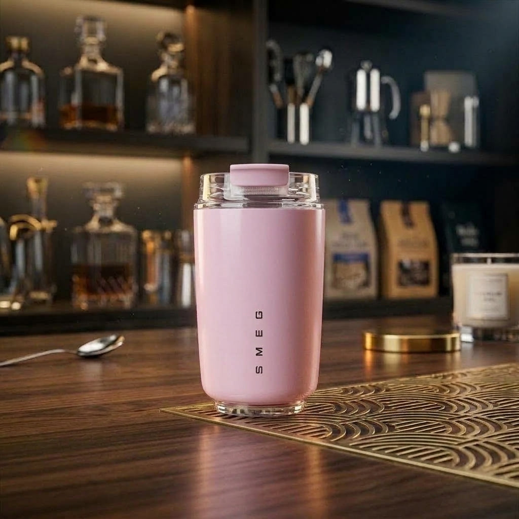 SMEG Style Transparent Lid Insulated Coffee Travel Mug (320ml)