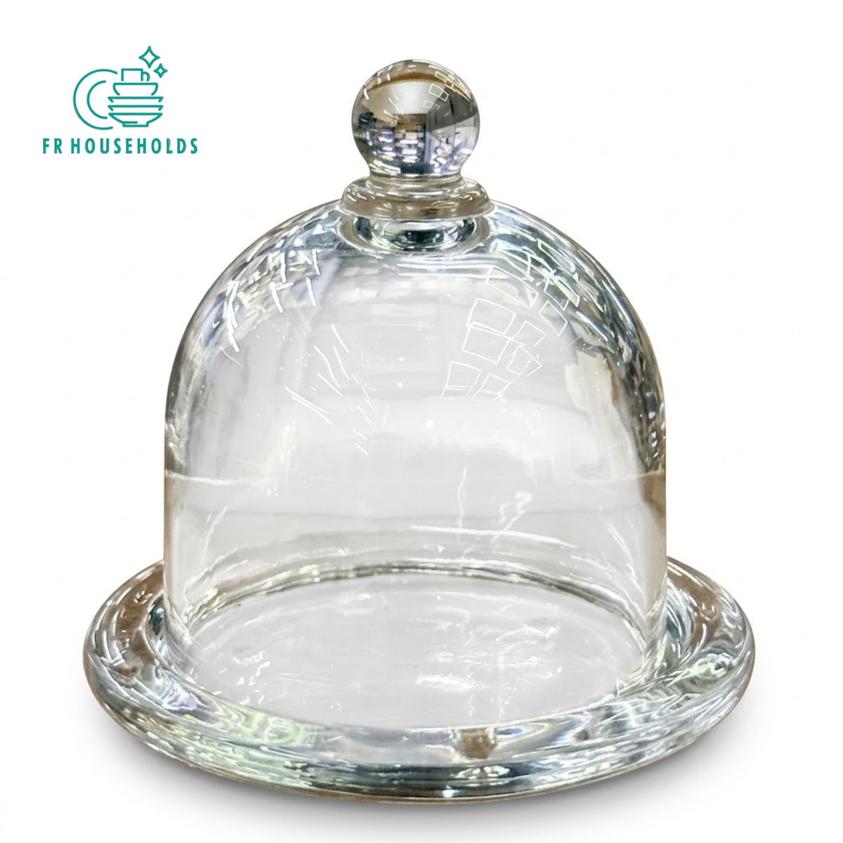 Small Glass Cheese Dome & Butter Cloche with Beaded Tray