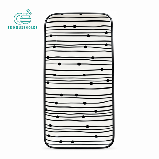 Black White Striped Rectangular Serving Platter
