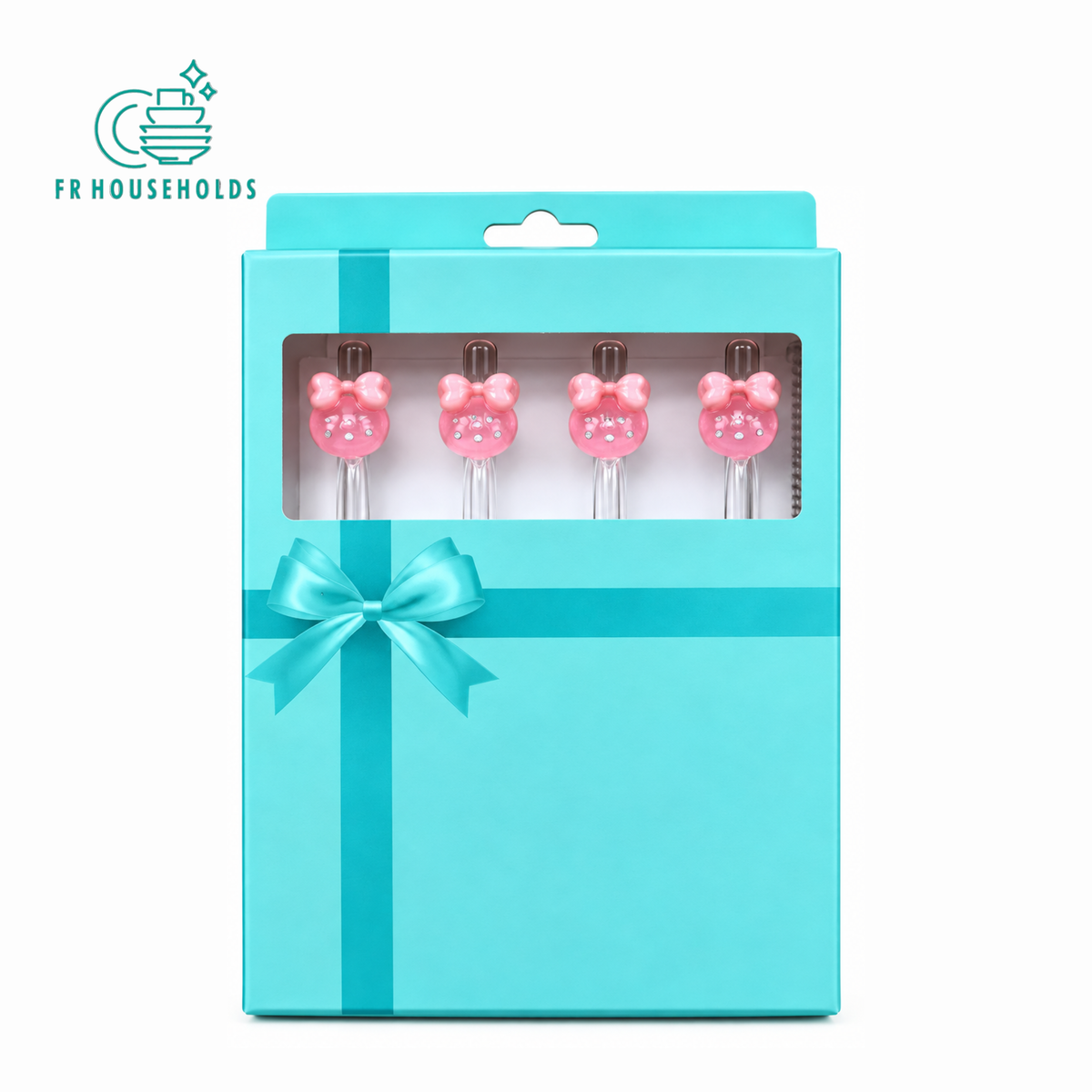 Cute Decorative Drinking Straw Set – 4 Pcs with Gift Box