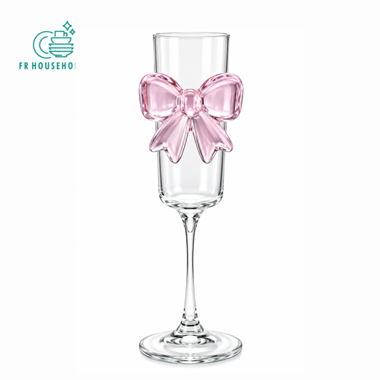 Bow Design Glass Fluet – Aesthetic Stemmed Drinking Glass