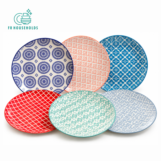 Danny Home 6-Piece Multicolour Bohemian Porcelain Dinner Plate Set – 26.7cm