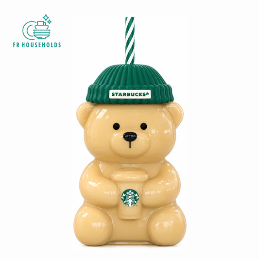 Starbucks Bearista Bear-Shaped Cup with Straw – Green Hat