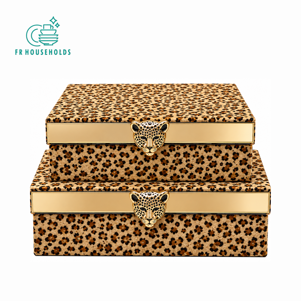2 Pieces Leopard Print Decorative Storage Box Set