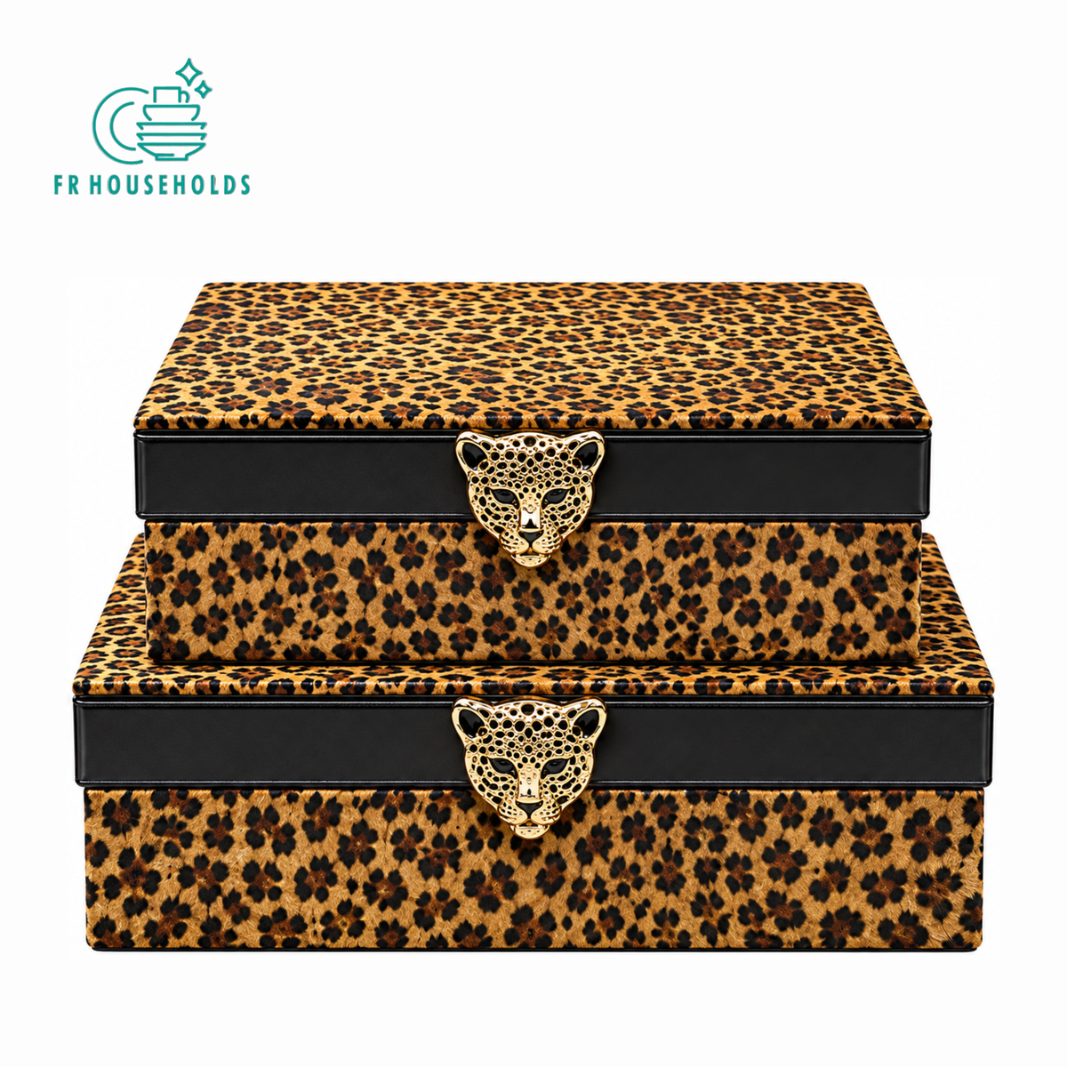 2 Pieces Leopard Print Decorative Storage Box Set