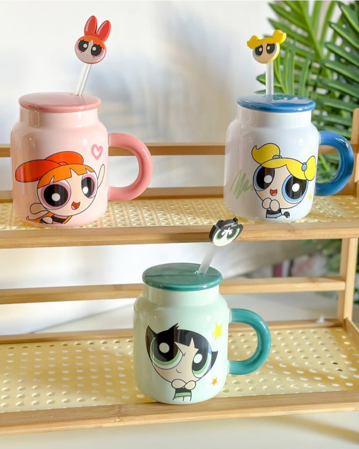 The Powerpuff Girls 400ml Ceramic Mug with Lid & Straw