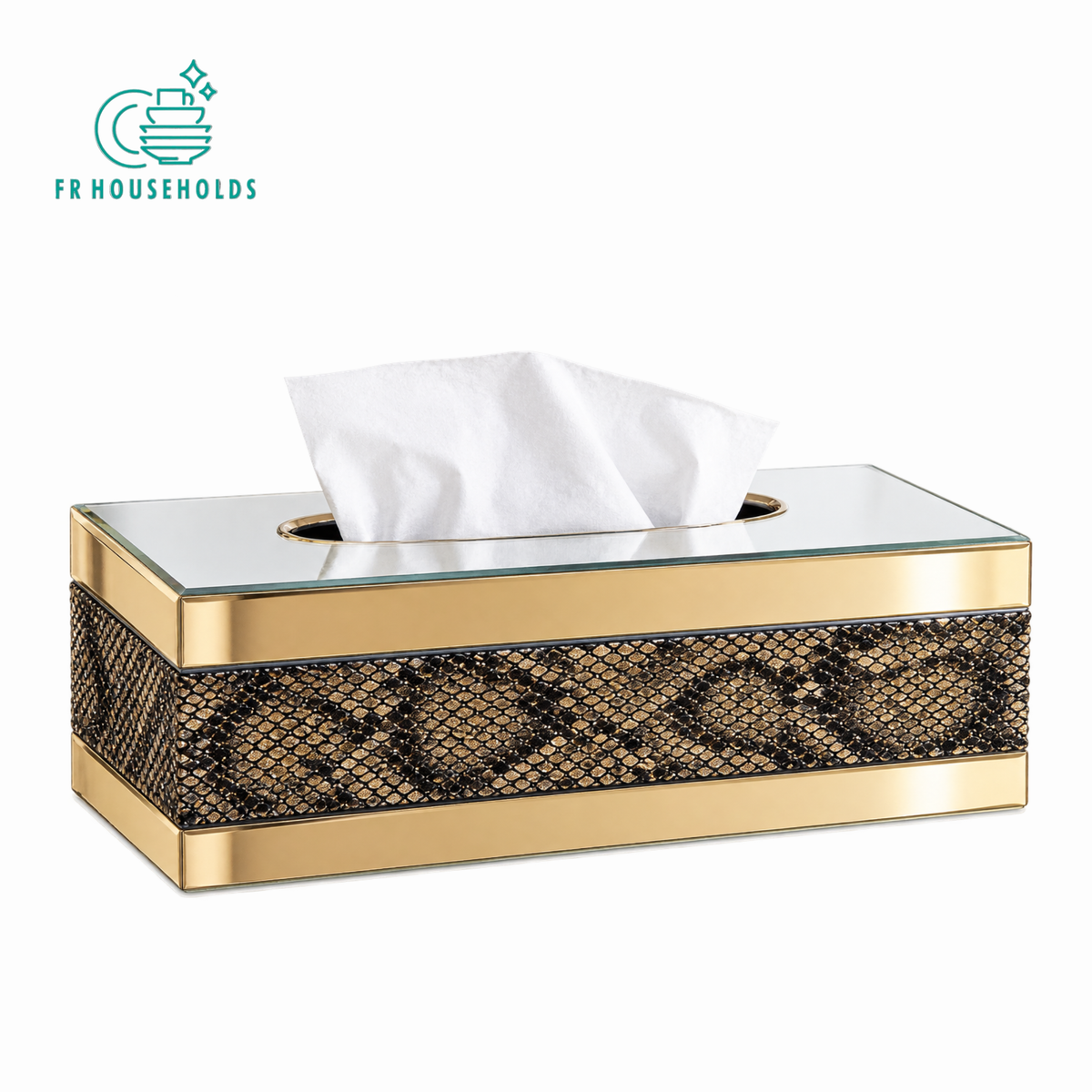 Luxury Textured Tissue Box with Mirror Finish
