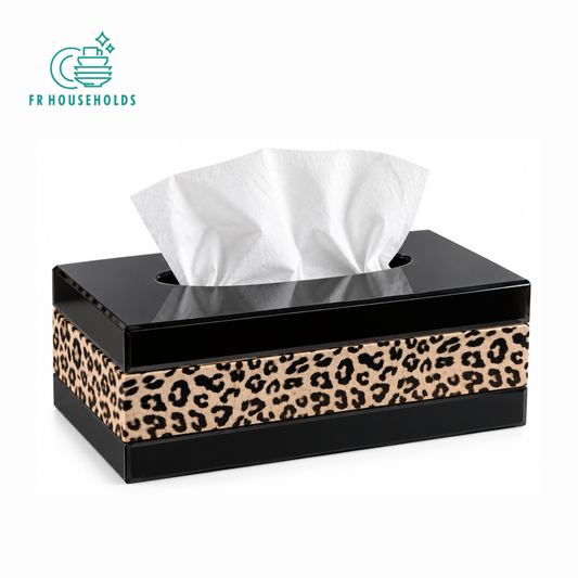Black Leopard Print Tissue Box Cover