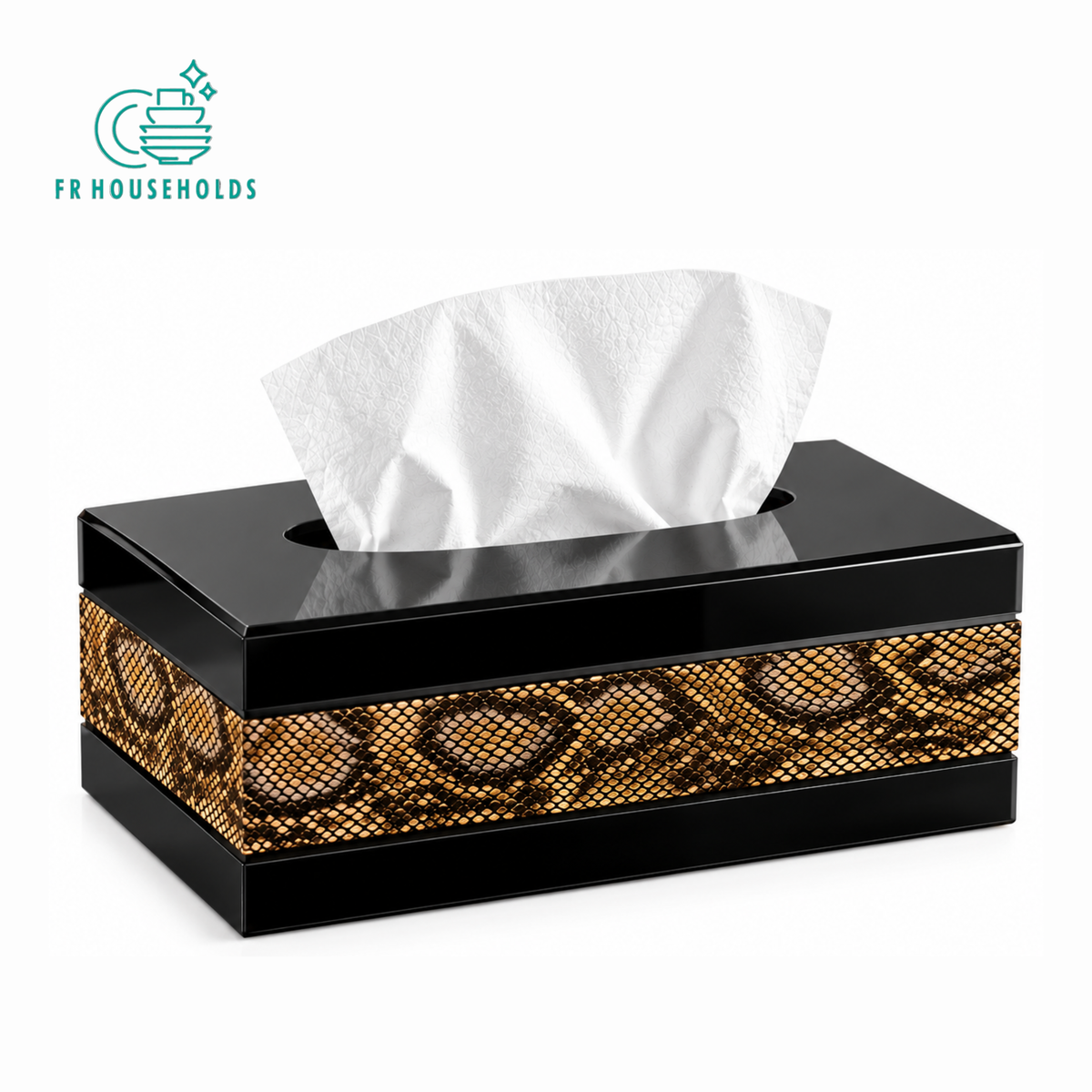 Black Snake Skin Print Tissue Box Cover