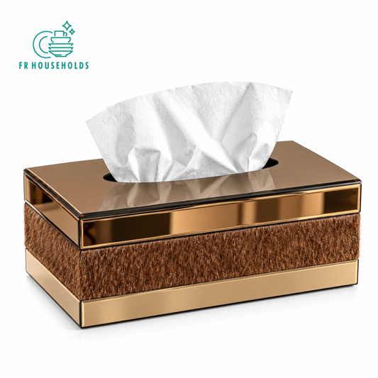 Rose Gold Brown Fur Tissue Box Cover