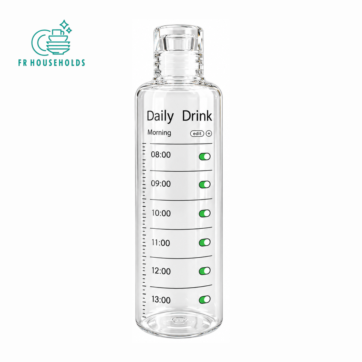 Daily Drink Time Marker | Glass Water Bottle – Hydration Reminder