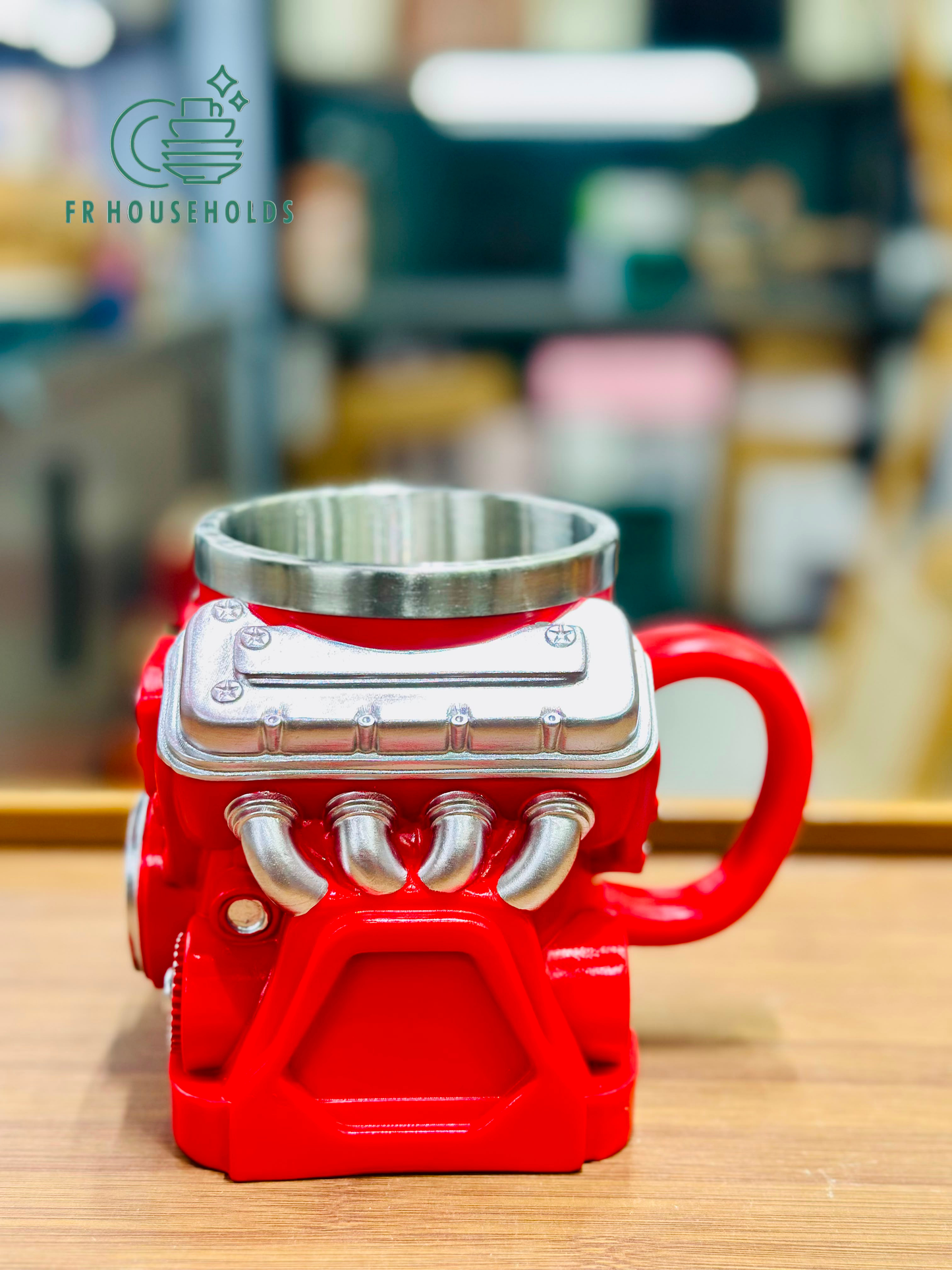 Red V8 Engine Valve Cover 3D Coffee & Tea Mug | FR HOUSEHOLDS