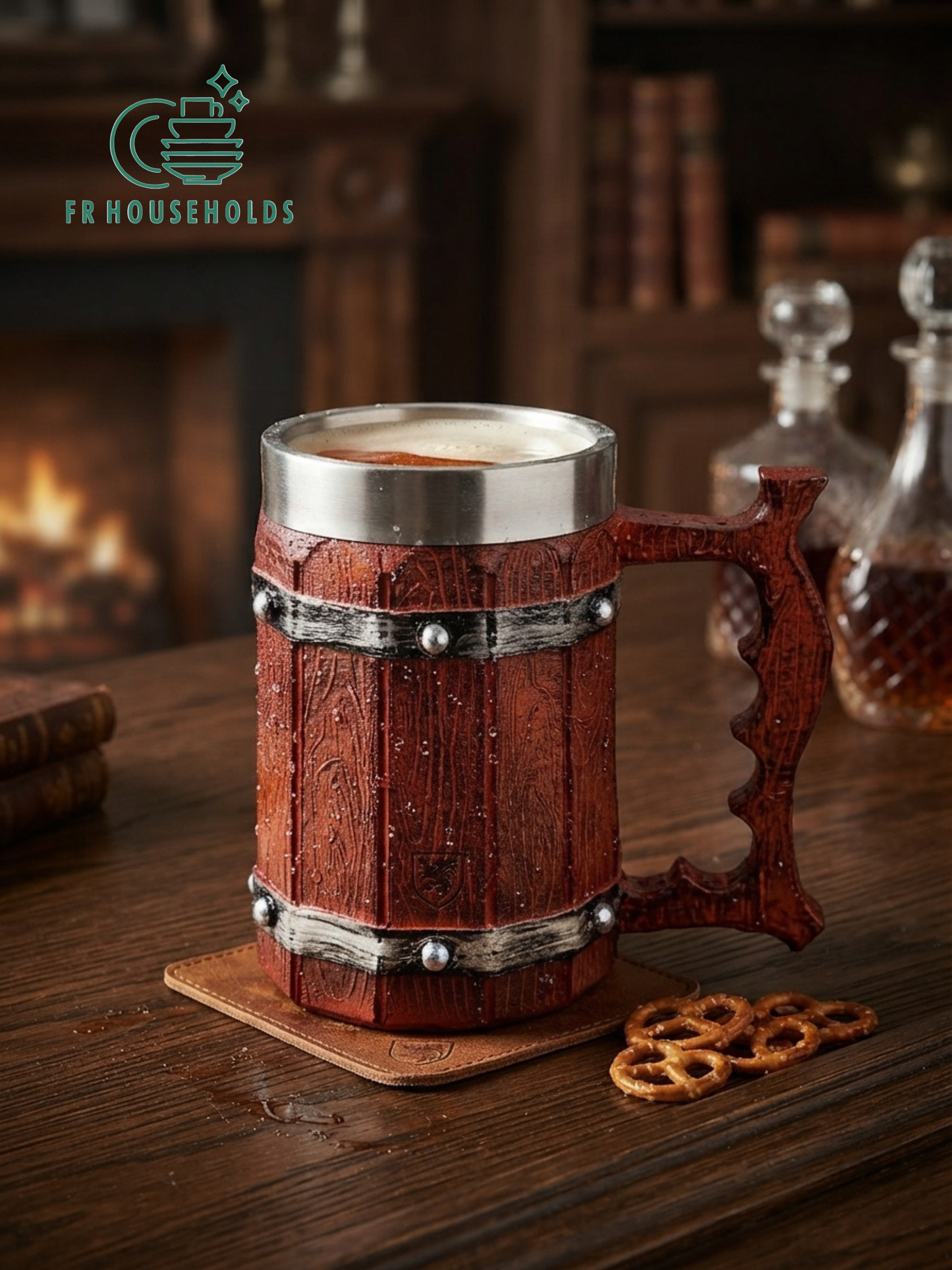 Ancient Barrel Mug 500ml with Stainless Steel Interior | FR HOUSEHOLDS