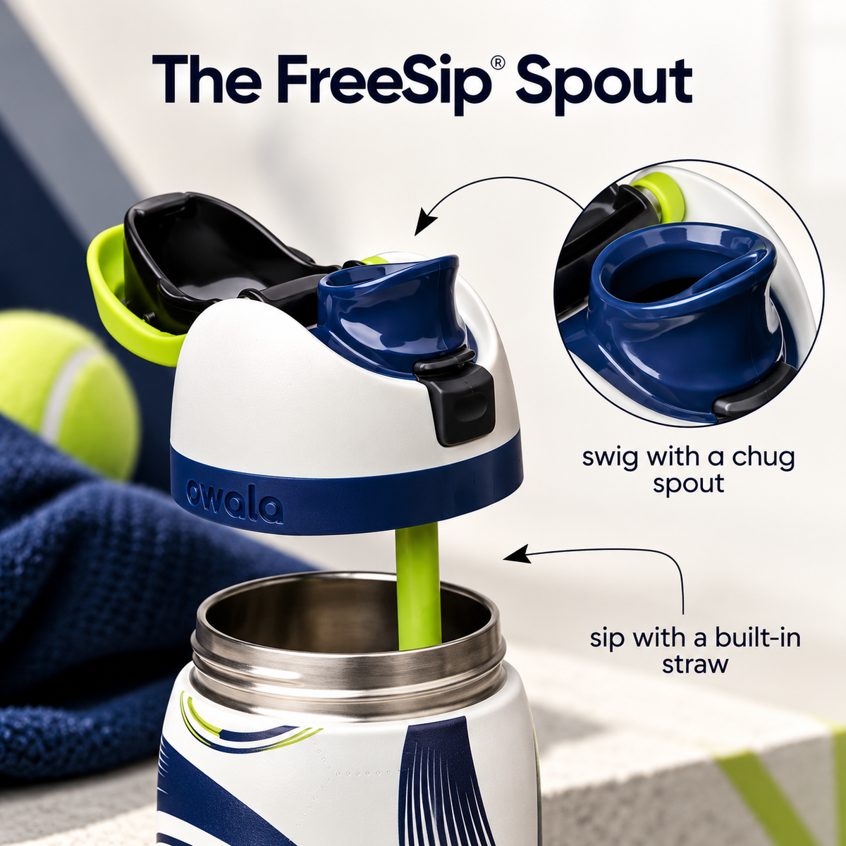 Owala FreeSip® Water Bottle – 32oz | Steel the Ball