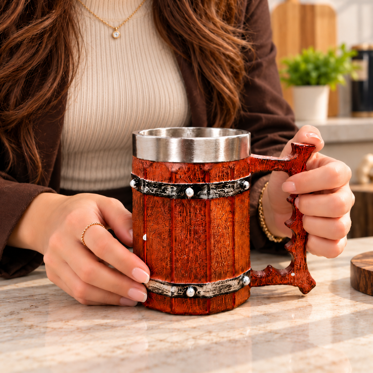 Ancient Barrel Mug 500ml with Stainless Steel Interior