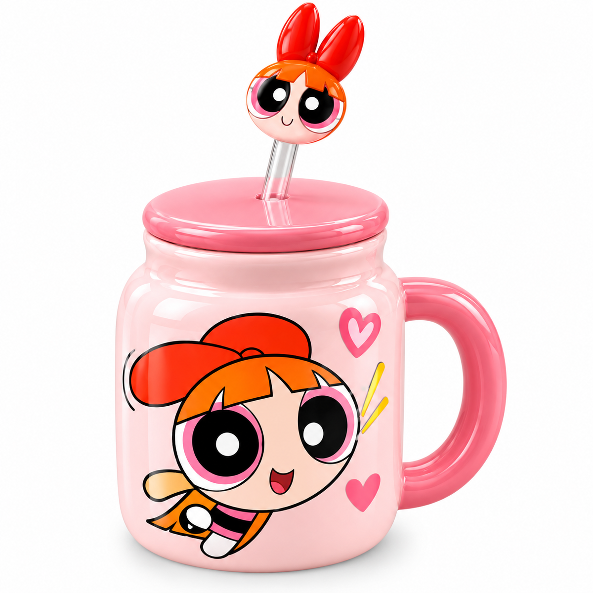The Powerpuff Girls 400ml Ceramic Mug with Lid & Straw