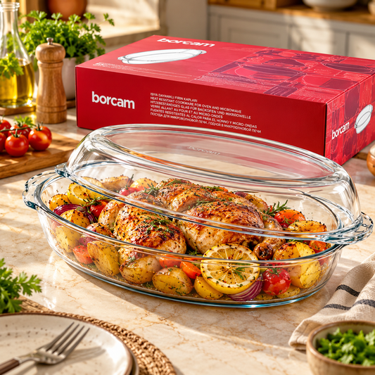 BORCAM Oval Dish With Lid | 2.26ltr - Made In Turkey